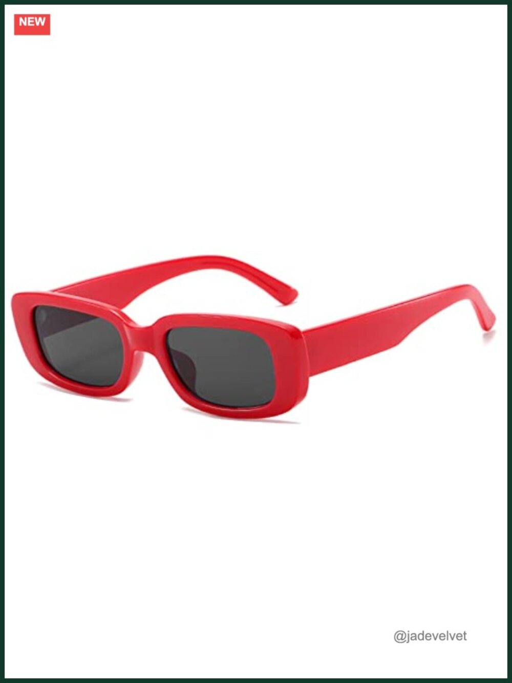Retro Rectangle Plastic Frame Sunglasses UV400 Full Frame One Size